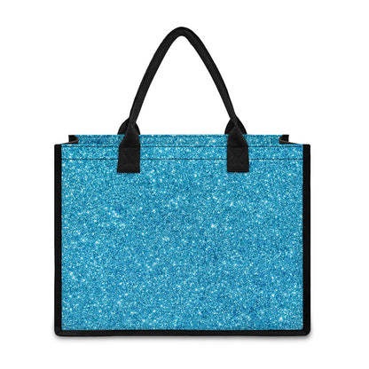 Ocean Blue (NOT Real) Glitter Print Canvas Tote Bag