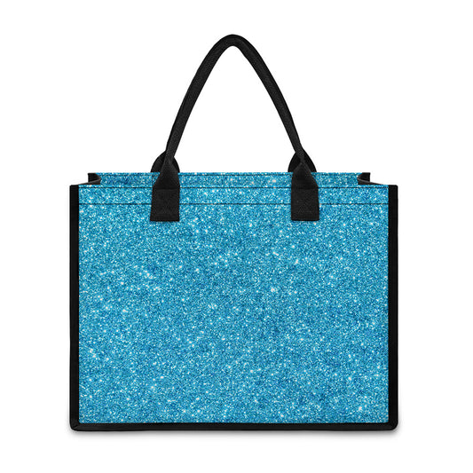 Ocean Blue (NOT Real) Glitter Print Canvas Tote Bag