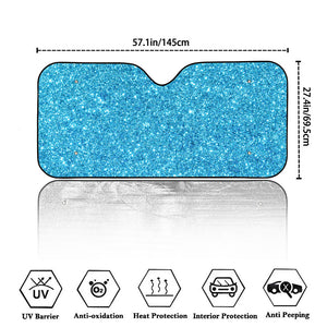 Ocean Blue (NOT Real) Glitter Print Car Windshield Sun Shade