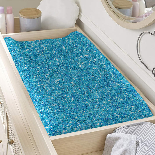 Ocean Blue (NOT Real) Glitter Print Changing Pad Cover