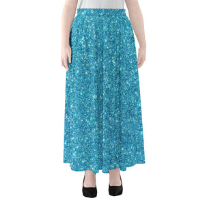 Ocean Blue (NOT Real) Glitter Print Chiffon Maxi Skirt