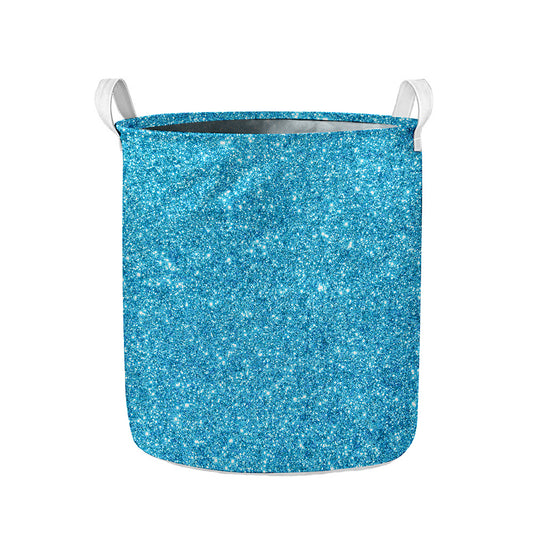 Ocean Blue (NOT Real) Glitter Print Collapsible Laundry Basket