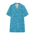 Ocean Blue (NOT Real) Glitter Print Cotton Hawaiian Shirt