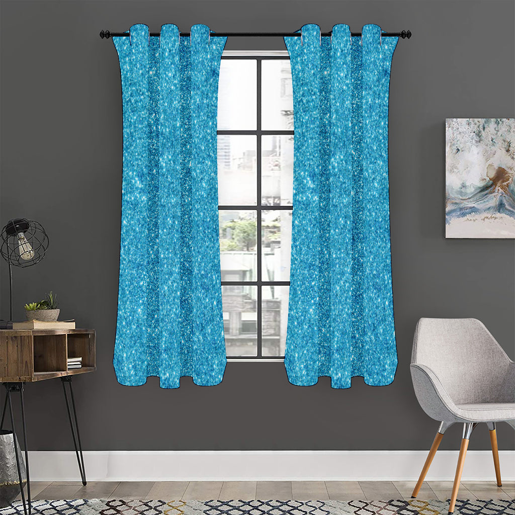 Ocean Blue (NOT Real) Glitter Print Curtain