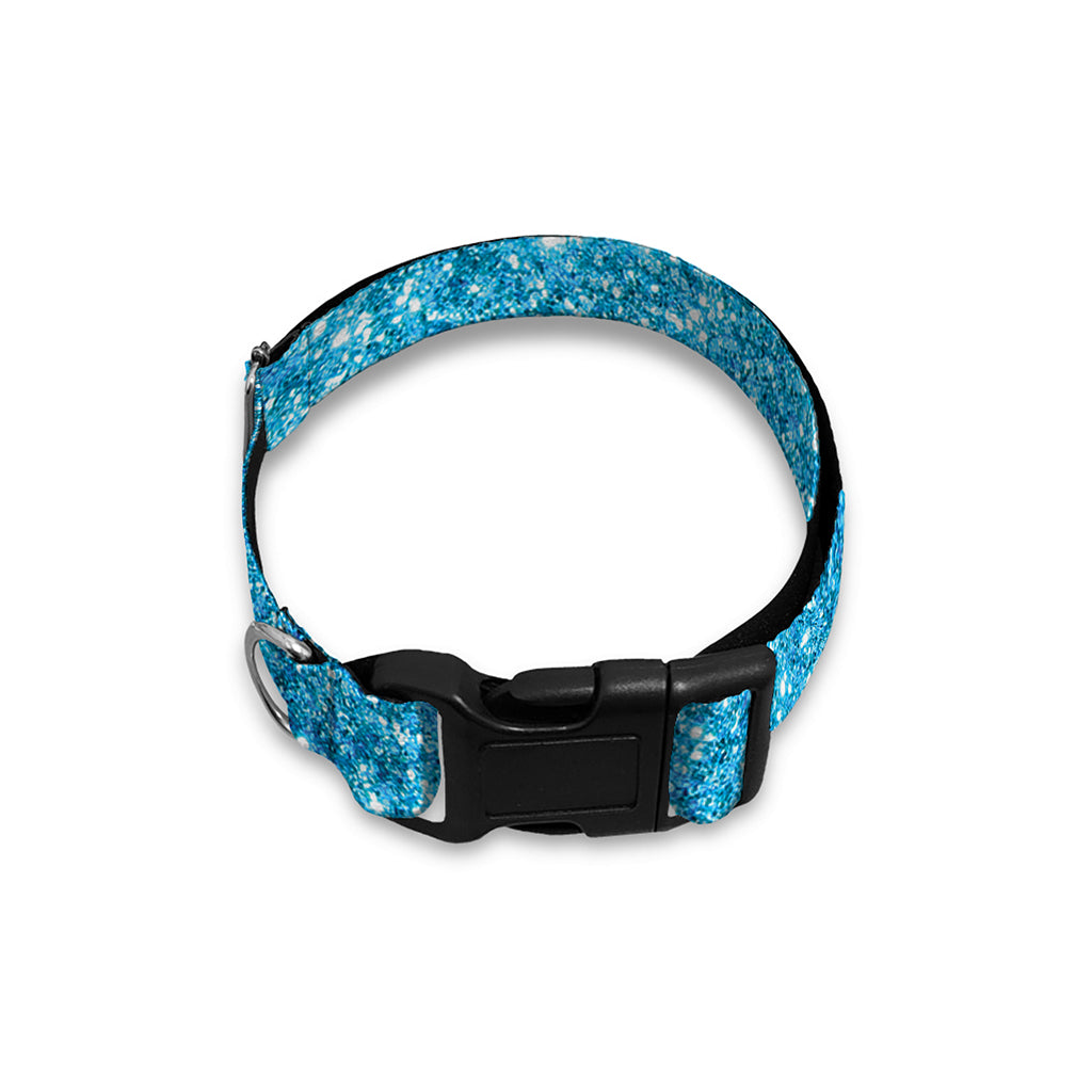 Ocean Blue (NOT Real) Glitter Print Dog Collar