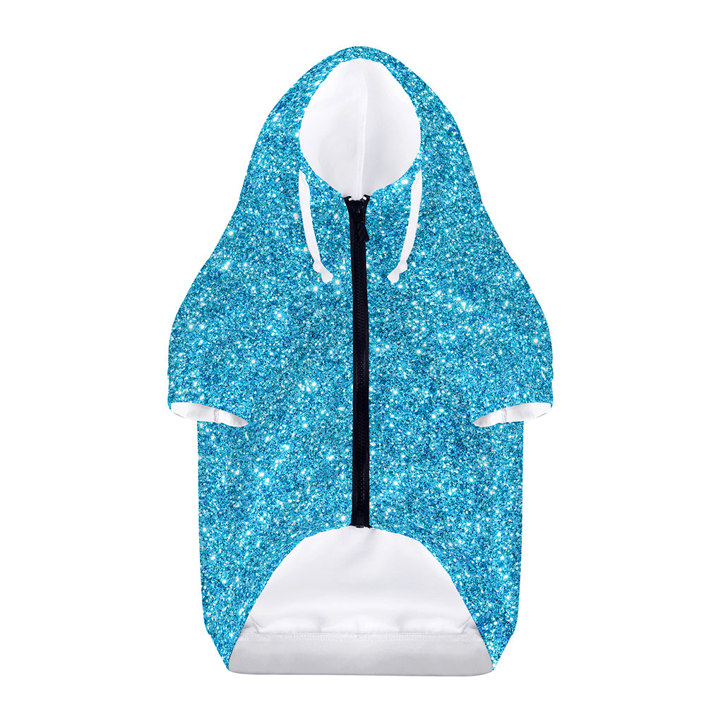 Ocean Blue (NOT Real) Glitter Print Dog Zip Up Hoodie