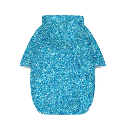 Ocean Blue (NOT Real) Glitter Print Dog Zip Up Hoodie