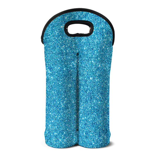 Ocean Blue (NOT Real) Glitter Print Double Neoprene Wine Tote