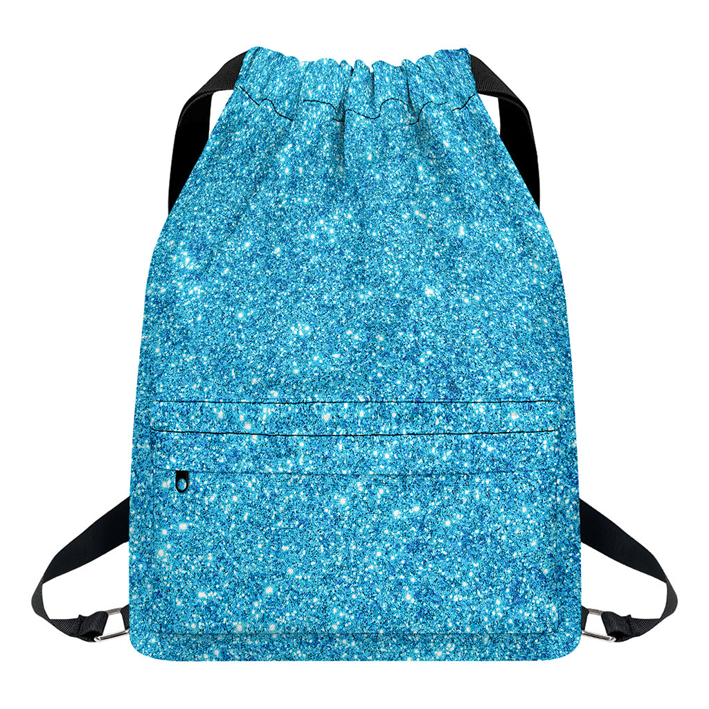 Ocean Blue (NOT Real) Glitter Print Drawstring Backpack