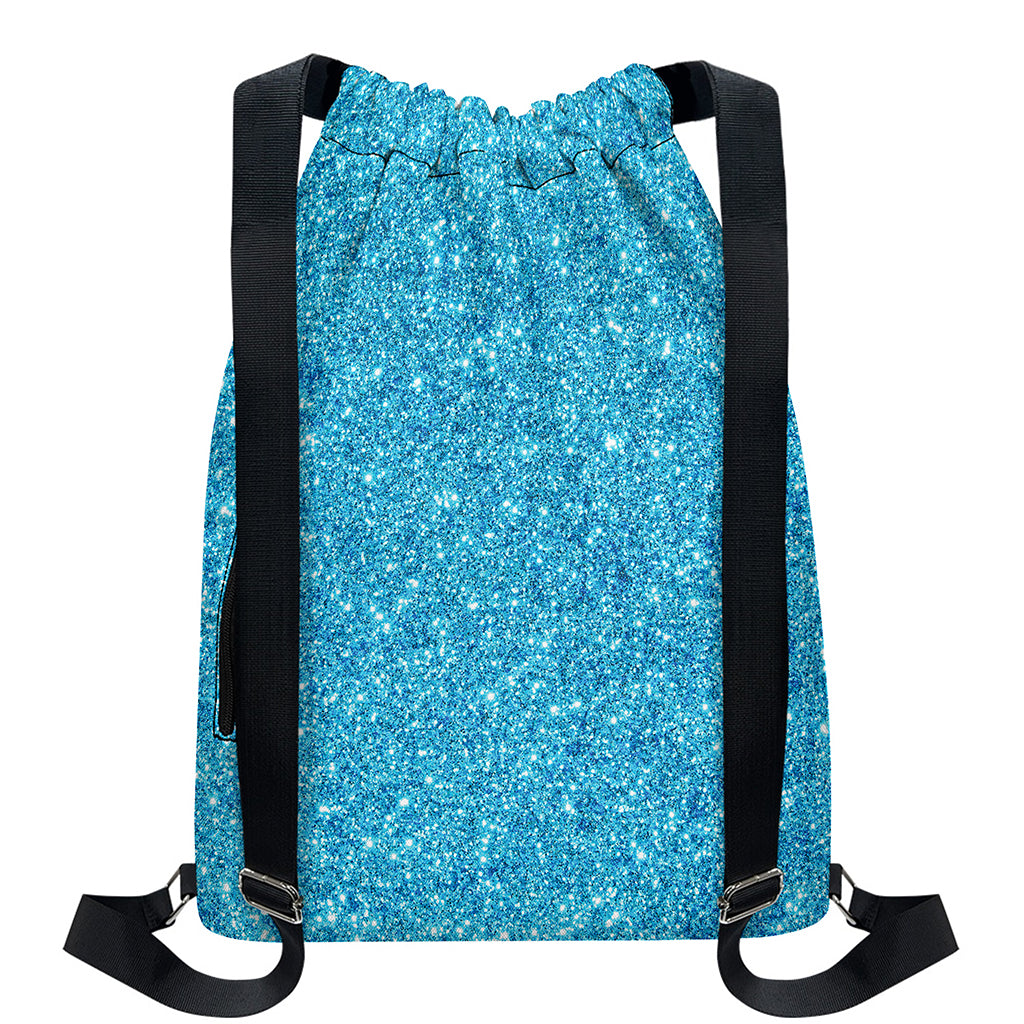Ocean Blue (NOT Real) Glitter Print Drawstring Backpack