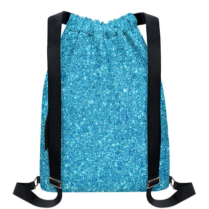 Ocean Blue (NOT Real) Glitter Print Drawstring Backpack