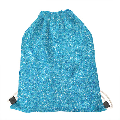 Ocean Blue (NOT Real) Glitter Print Drawstring Bag