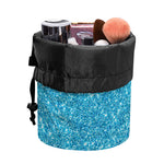 Ocean Blue (NOT Real) Glitter Print Drawstring Makeup Bag