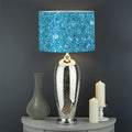 Ocean Blue (NOT Real) Glitter Print Drum Lamp Shade
