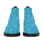 Ocean Blue (NOT Real) Glitter Print Flat Ankle Boots