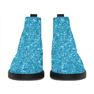 Ocean Blue (NOT Real) Glitter Print Flat Ankle Boots