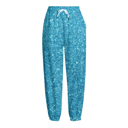Ocean Blue (NOT Real) Glitter Print Fleece Lined Knit Pants