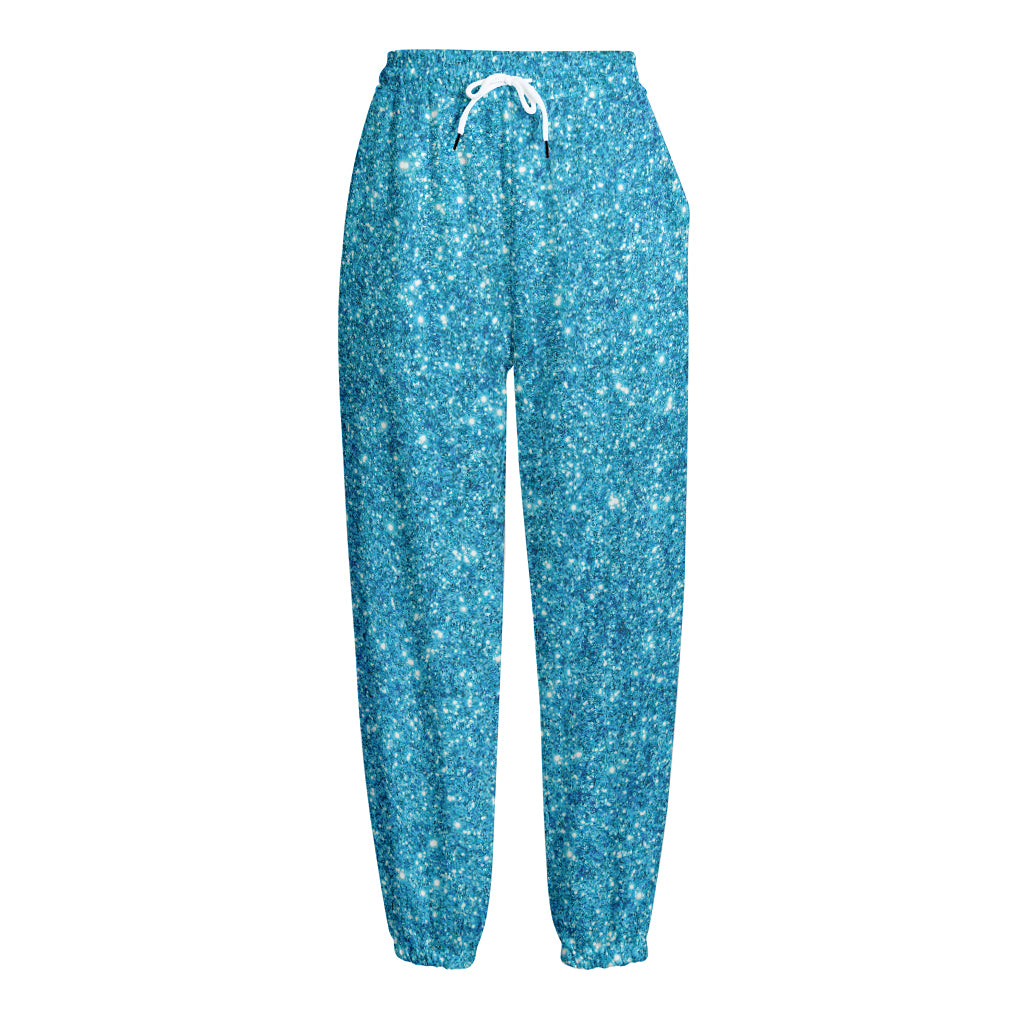 Ocean Blue (NOT Real) Glitter Print Fleece Lined Knit Pants