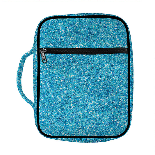 Ocean Blue (NOT Real) Glitter Print Front Pocket Bible Bag