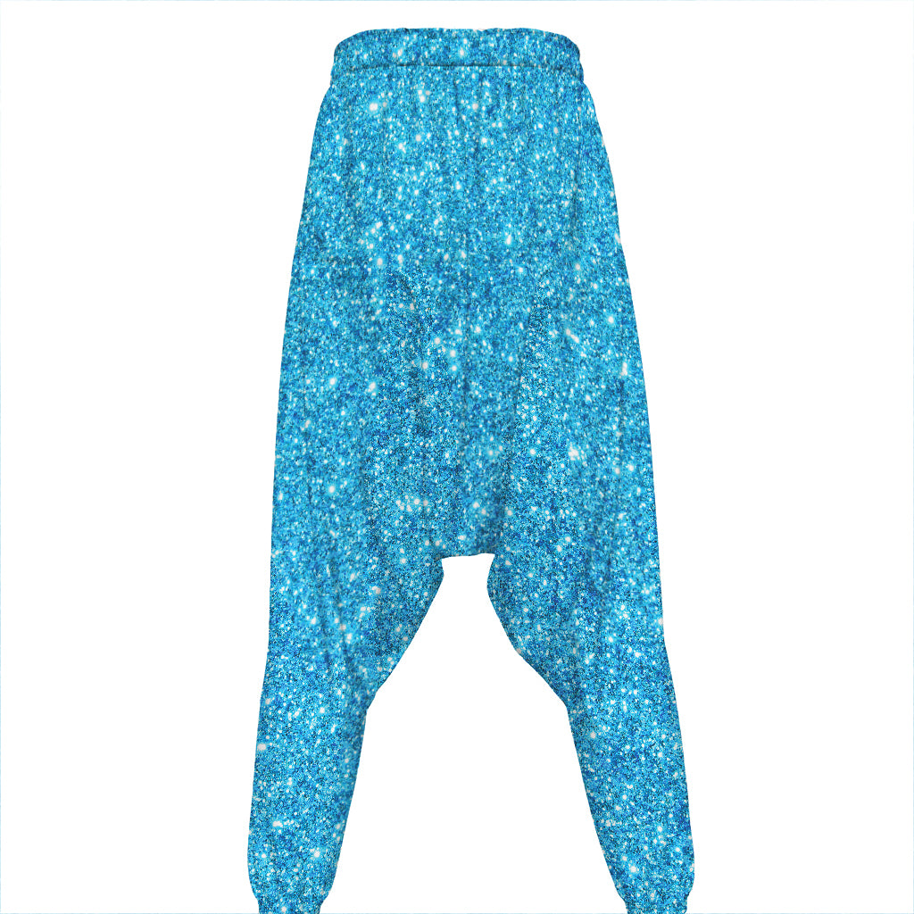 Ocean Blue (NOT Real) Glitter Print Hammer Pants