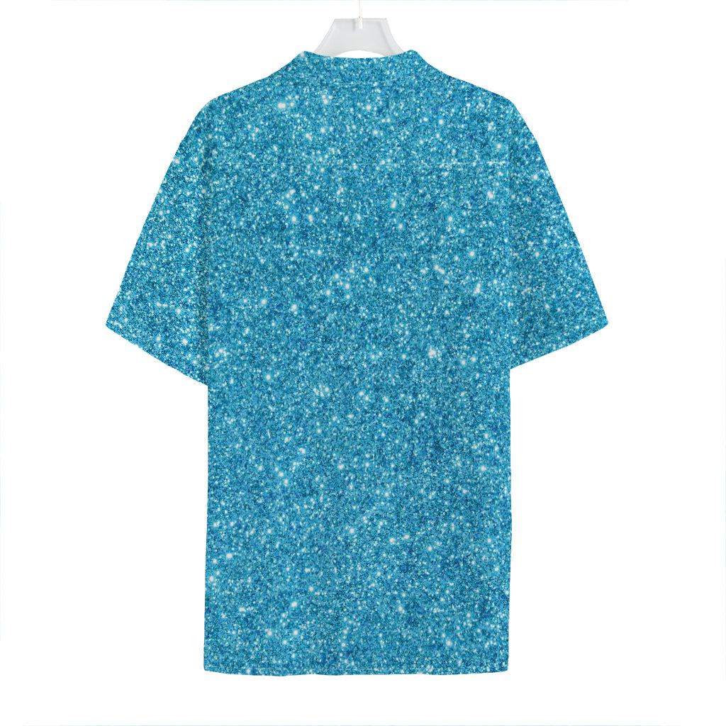 Ocean Blue (NOT Real) Glitter Print Hawaiian Shirt