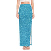 Ocean Blue (NOT Real) Glitter Print High Slit Maxi Skirt