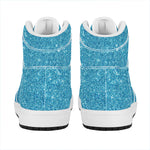 Ocean Blue (NOT Real) Glitter Print High Top Leather Sneakers