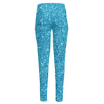 Ocean Blue (NOT Real) Glitter Print High-Waisted Pocket Leggings