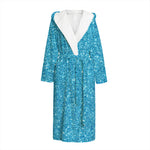 Ocean Blue (NOT Real) Glitter Print Hooded Bathrobe