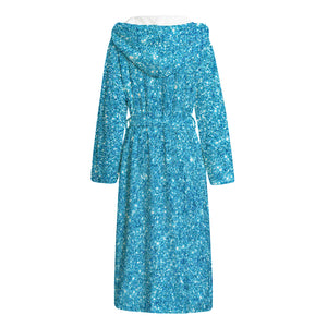 Ocean Blue (NOT Real) Glitter Print Hooded Bathrobe