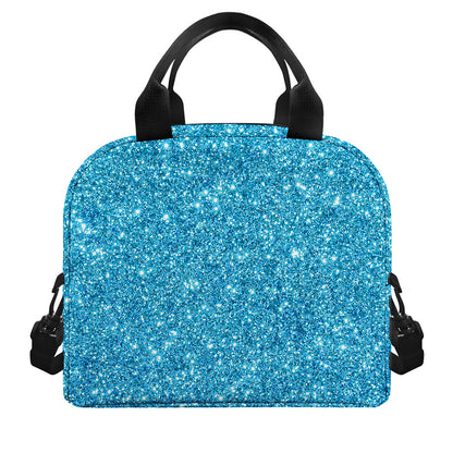 Ocean Blue (NOT Real) Glitter Print Insulated Lunch Bag
