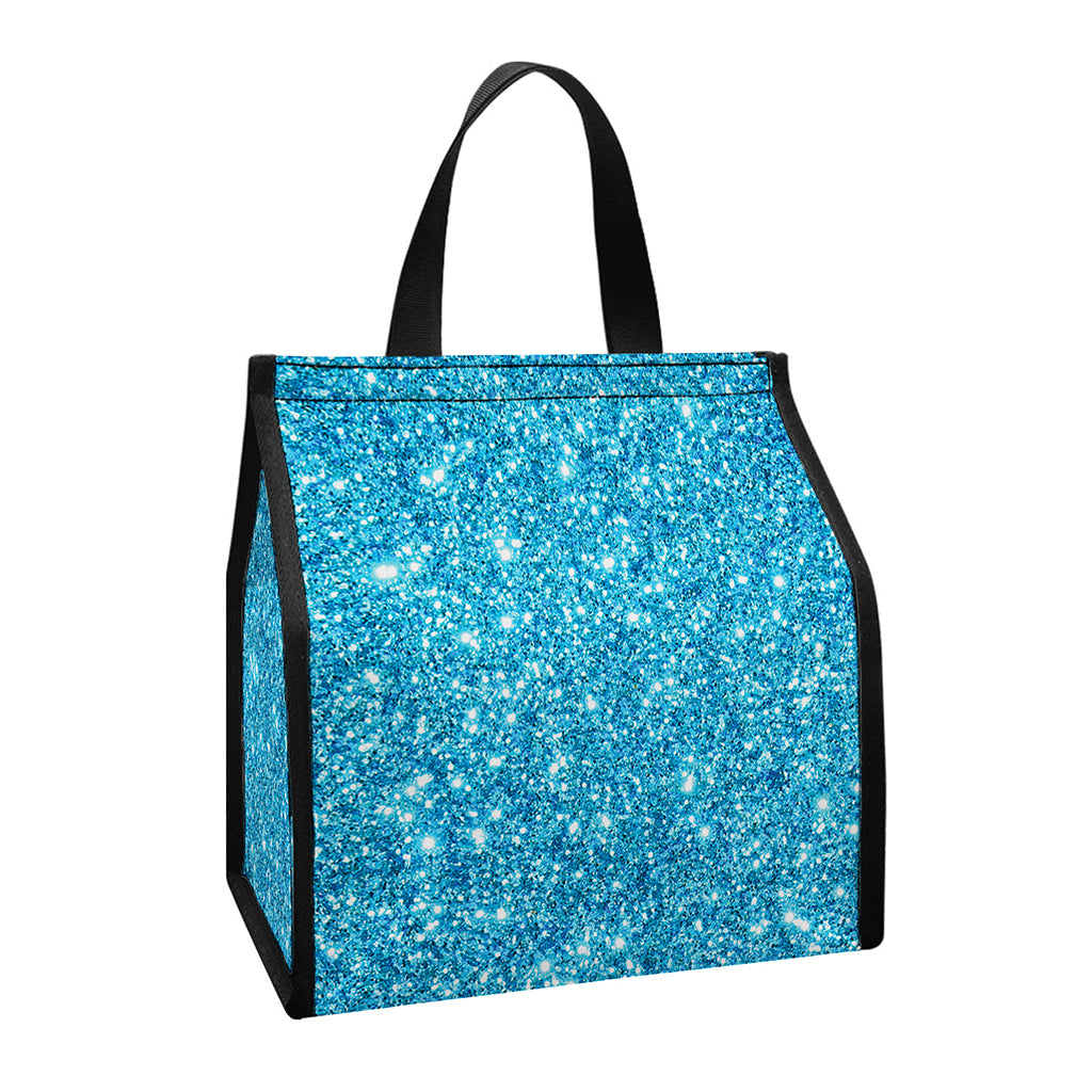 Ocean Blue (NOT Real) Glitter Print Insulated Lunch Tote