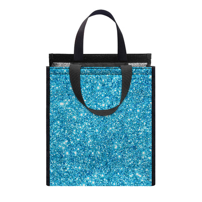 Ocean Blue (NOT Real) Glitter Print Insulated Lunch Tote