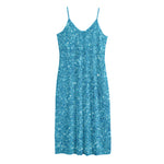 Ocean Blue (NOT Real) Glitter Print Jersey Midi Cami Dress