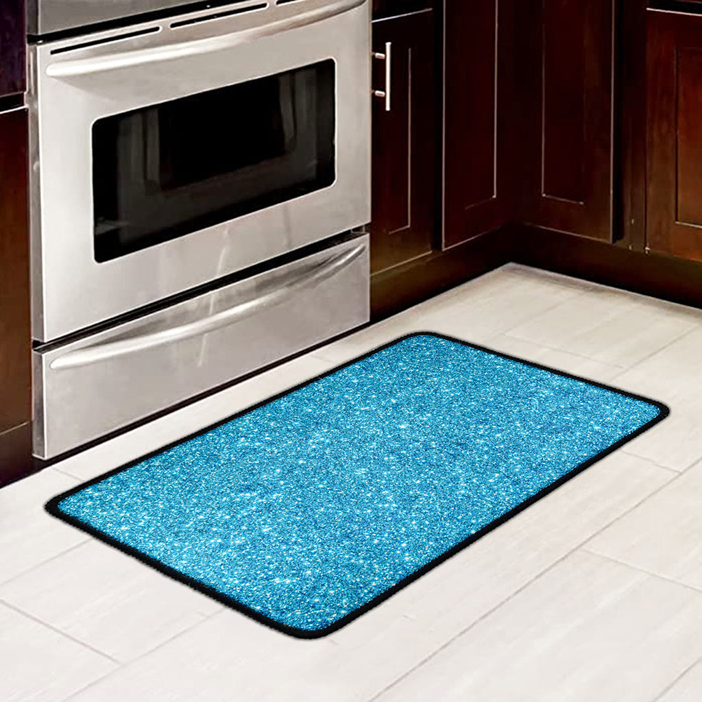 Ocean Blue (NOT Real) Glitter Print Kitchen Mat