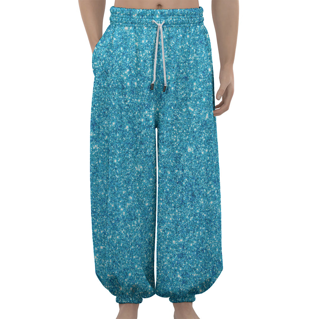 Ocean Blue (NOT Real) Glitter Print Lantern Pants