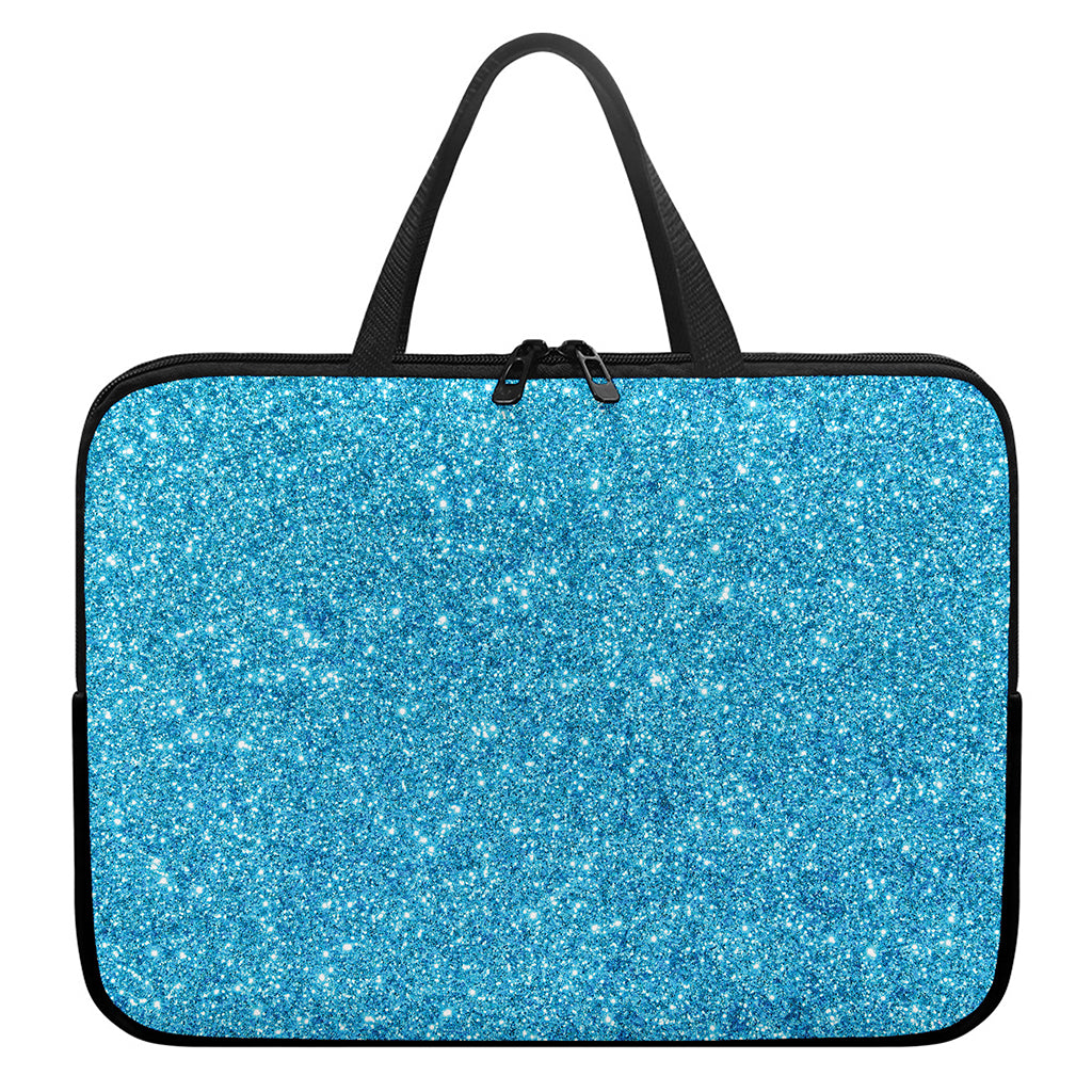 Ocean Blue (NOT Real) Glitter Print Laptop Sleeve With Handle