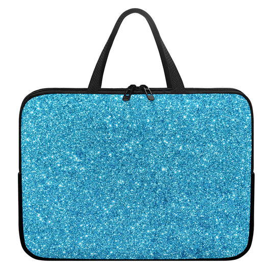 Ocean Blue (NOT Real) Glitter Print Laptop Sleeve With Handle