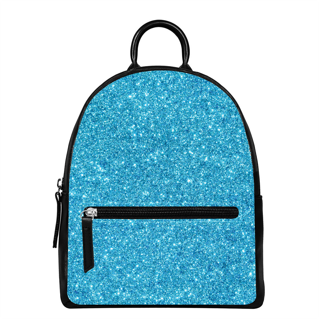 Ocean Blue (NOT Real) Glitter Print Leather Backpack