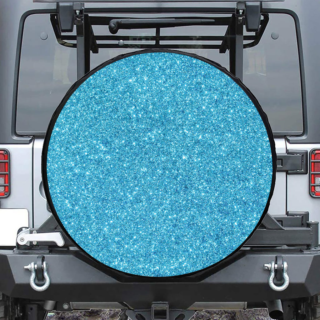 Ocean Blue (NOT Real) Glitter Print Leather Spare Tire Cover