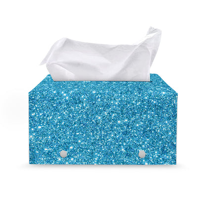 Ocean Blue (NOT Real) Glitter Print Leather Tissue Box Cover