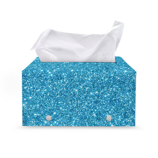 Ocean Blue (NOT Real) Glitter Print Leather Tissue Box Cover