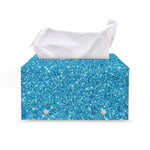 Ocean Blue (NOT Real) Glitter Print Leather Tissue Box Cover