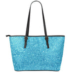 Ocean Blue (NOT Real) Glitter Print Leather Tote Bag