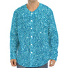 Ocean Blue (NOT Real) Glitter Print Long Sleeve Baseball Jersey