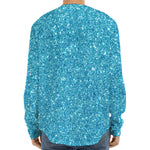 Ocean Blue (NOT Real) Glitter Print Long Sleeve Baseball Jersey