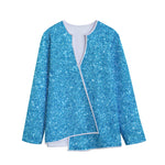 Ocean Blue (NOT Real) Glitter Print Long Sleeve Short Coat