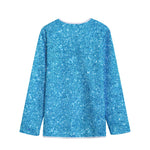 Ocean Blue (NOT Real) Glitter Print Long Sleeve Short Coat