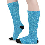 Ocean Blue (NOT Real) Glitter Print Long Socks