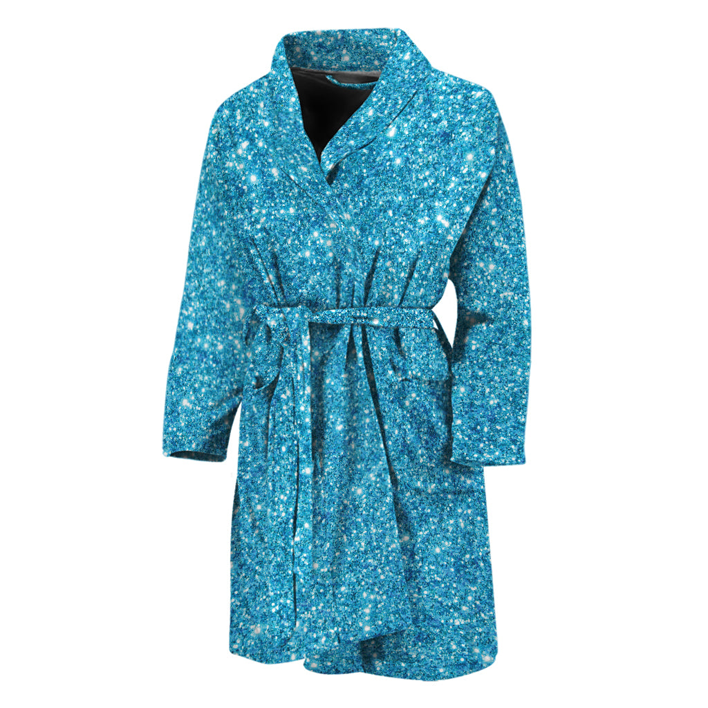 Ocean Blue (NOT Real) Glitter Print Men's Bathrobe